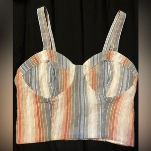 striped beachy bustier style crop top nwot